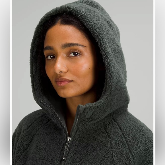Lululemon Women's Scuba Oversized Half-Zip Fleece Hoodie in Smoked Spruce BNWT - Picture 7 of 10